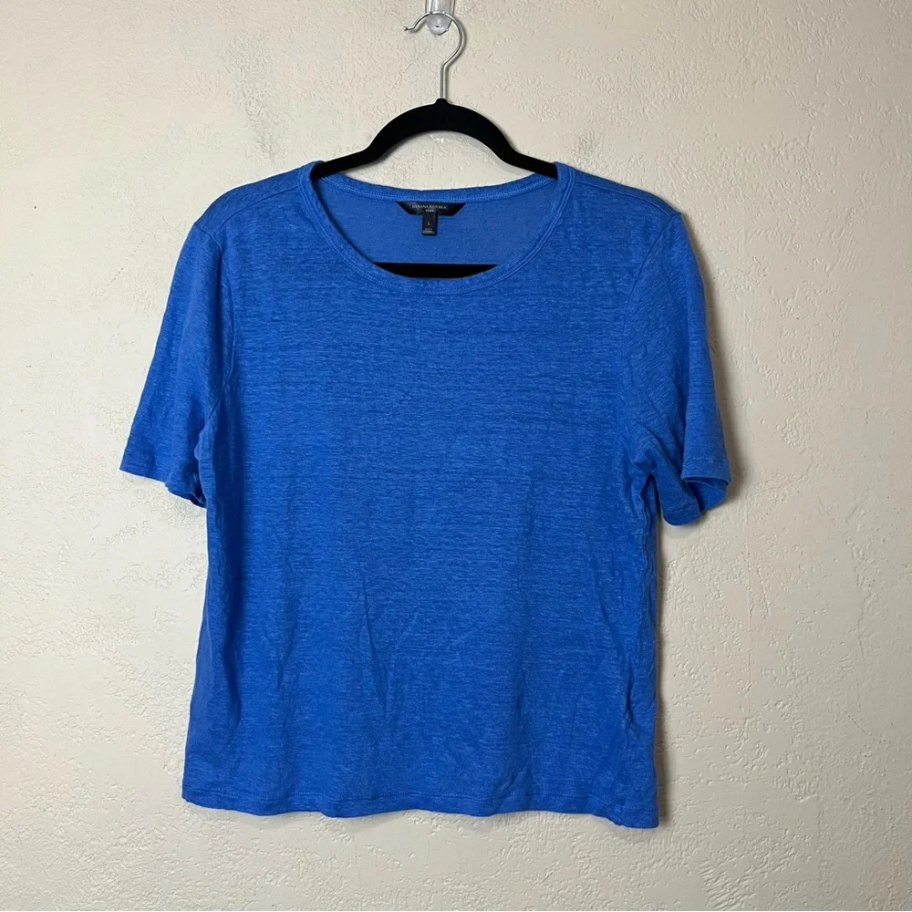 5/$30‎ Banana republic women short sleeve comfort 100% linen blue crop top large